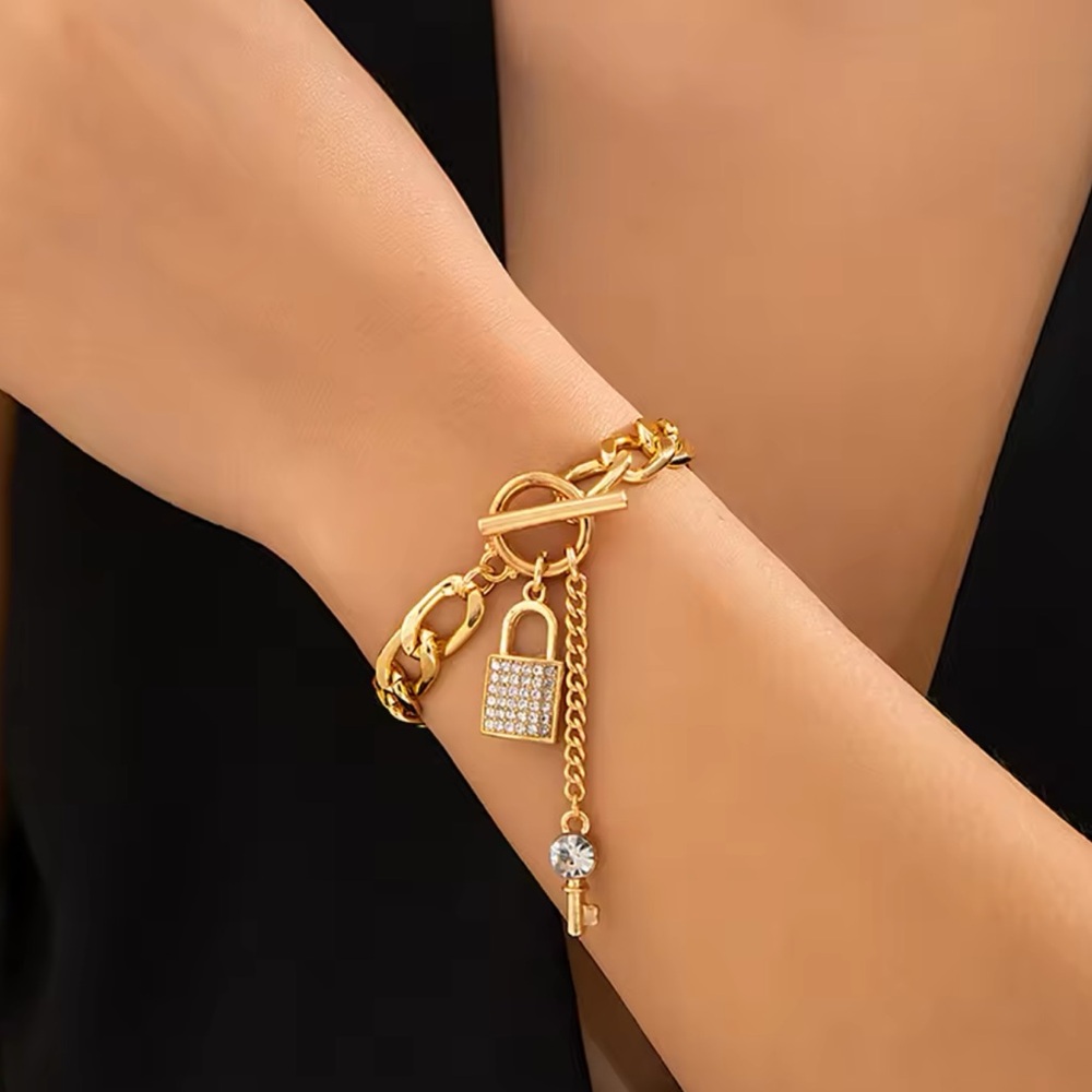 Gold Plated Lock & Key Bracelet